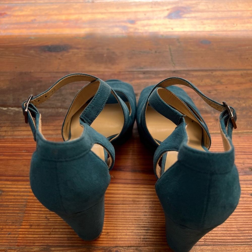 NATURALIZER Teal Platform Chunky Heels Women’s 6.5 - Picture 8 of 11